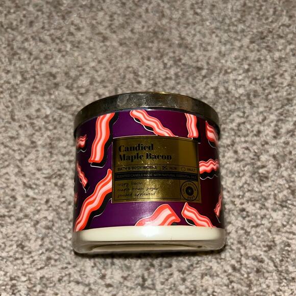 Bath & Body Works Candied Maple Bacon COLOR CHANGING LABEL 3-Wick Candle NWT - Picture 4 of 4